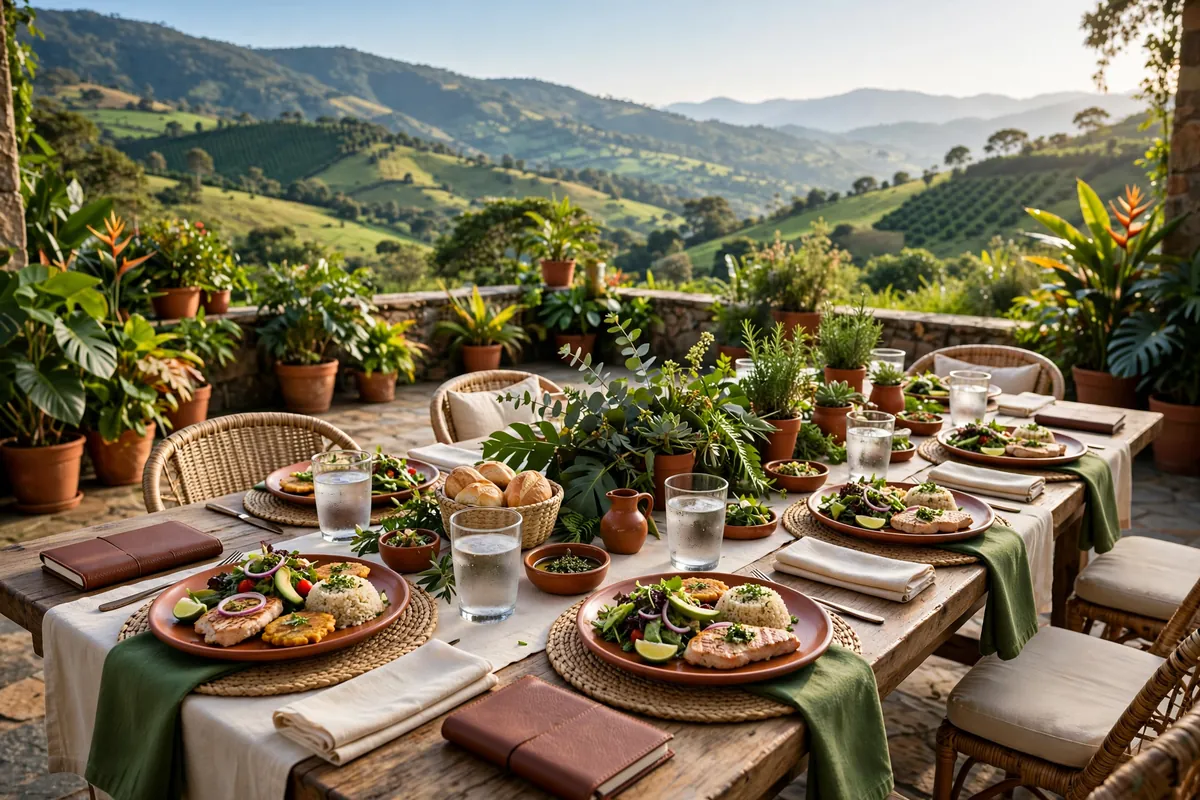 A company lunch table on a terrace